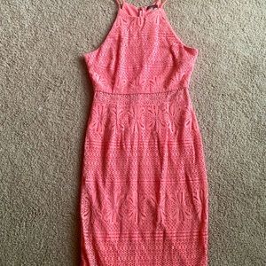 Lace baby pink midi dress